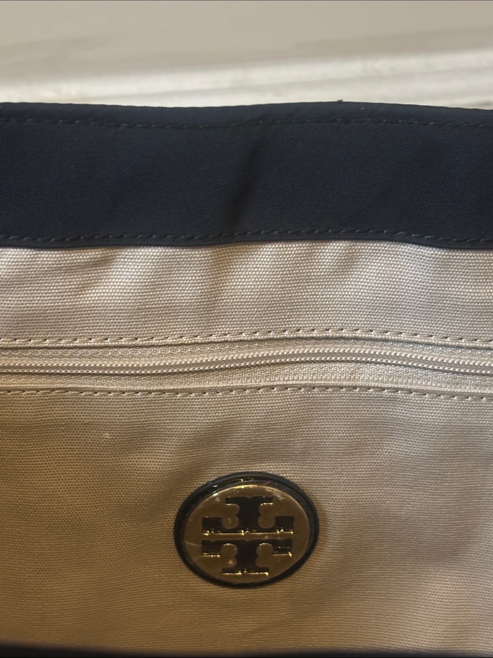 Tory Burch Black Nylon Logo Tote with Patent Trim - Picture 2 of 9